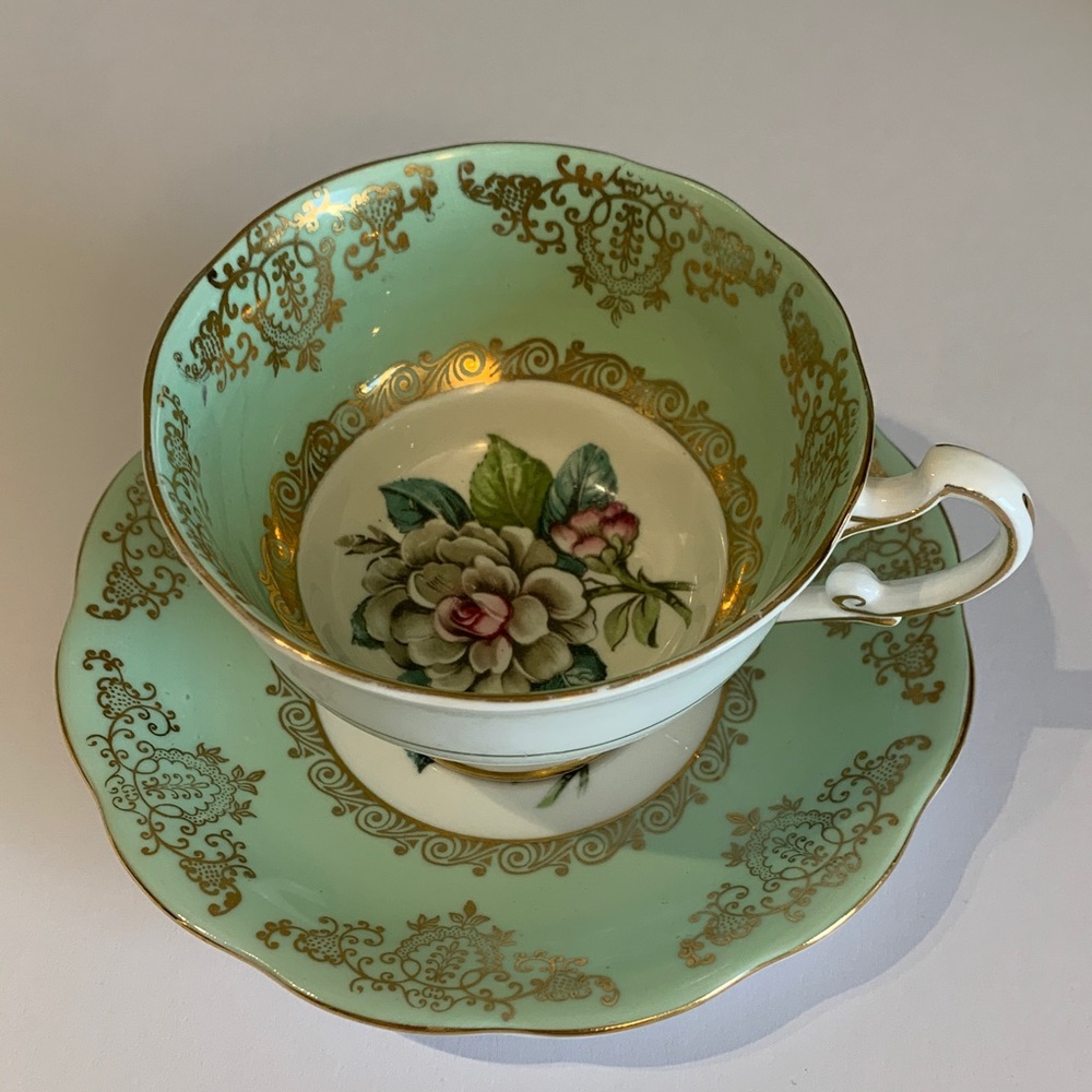 Royal Standard Vintage Green Floral Cup and Saucer